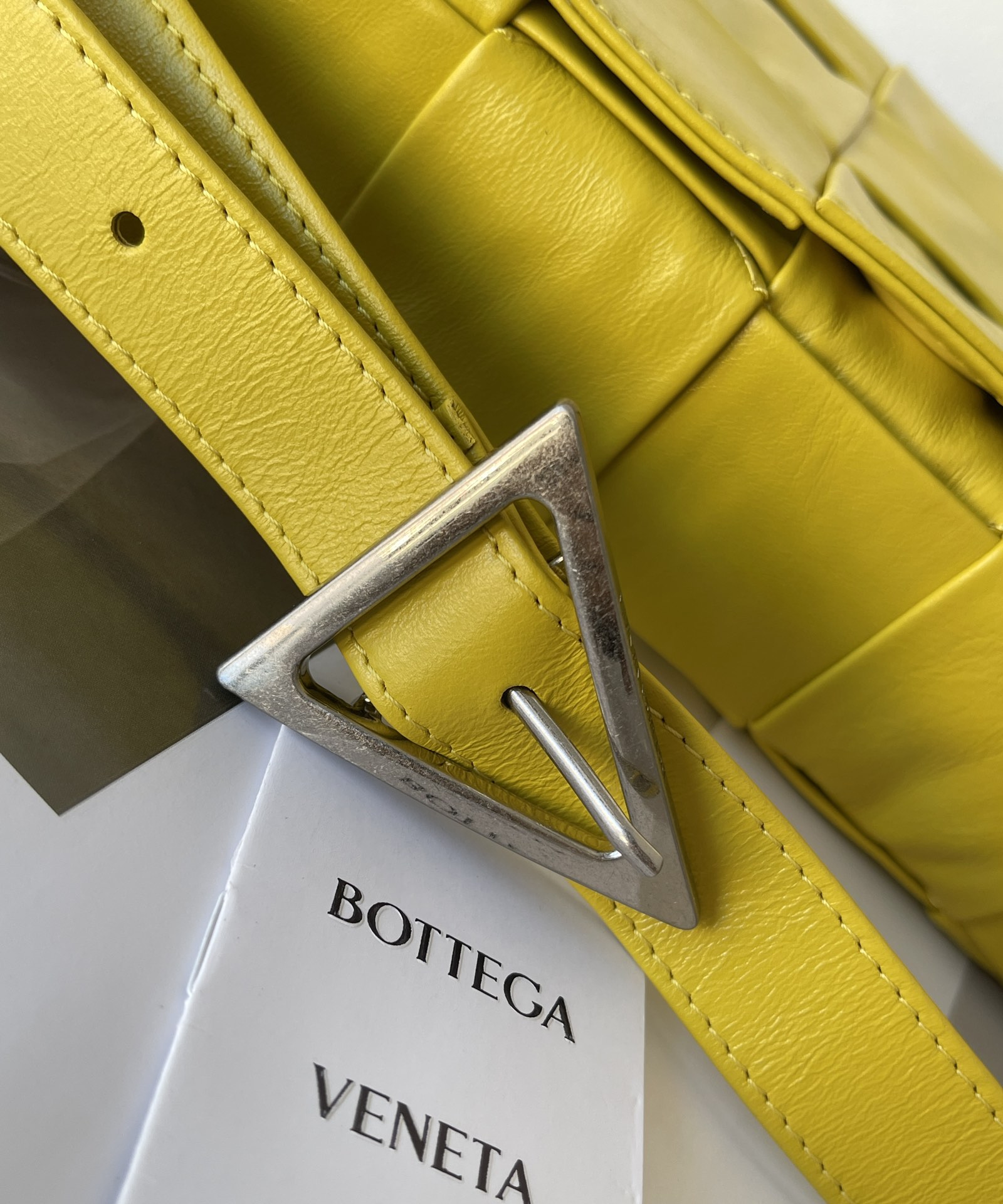 Bottega Veneta Cassette Intreccio Leather Cross-body Bag Yellow