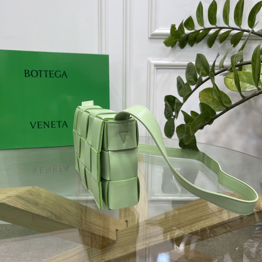 Bottega Veneta Cassette Intreccio Leather Crossbody Bag Avocado