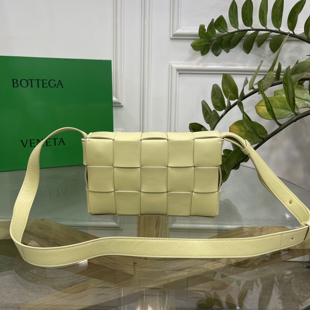 Bottega Veneta Cassette Intreccio Leather Crossbody Bag Ice Cream