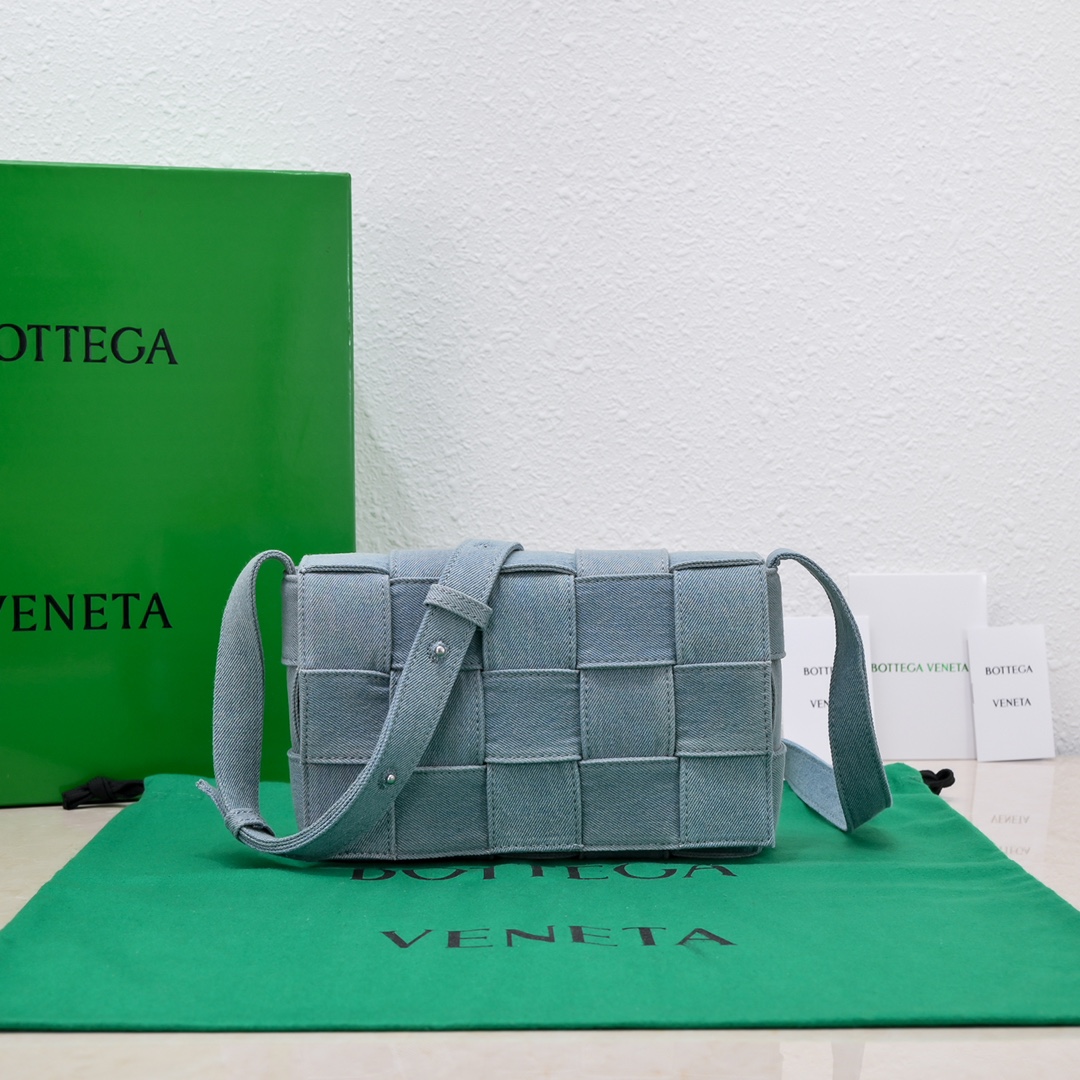 Bottega Veneta Chain Cassette Padded Intreccio Denim Cross-body Bag