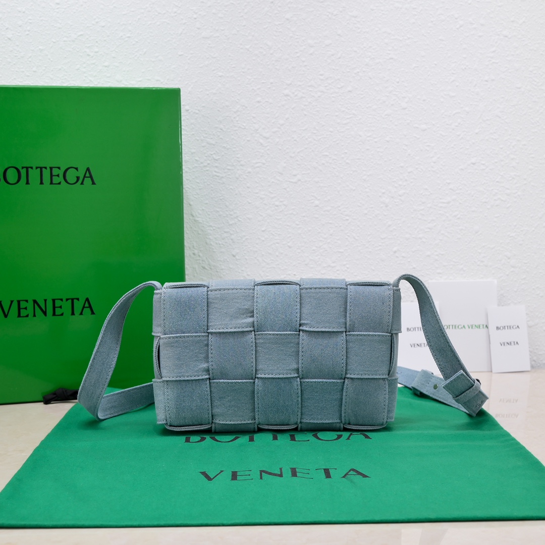 Bottega Veneta Chain Cassette Padded Intreccio Denim Cross-body Bag