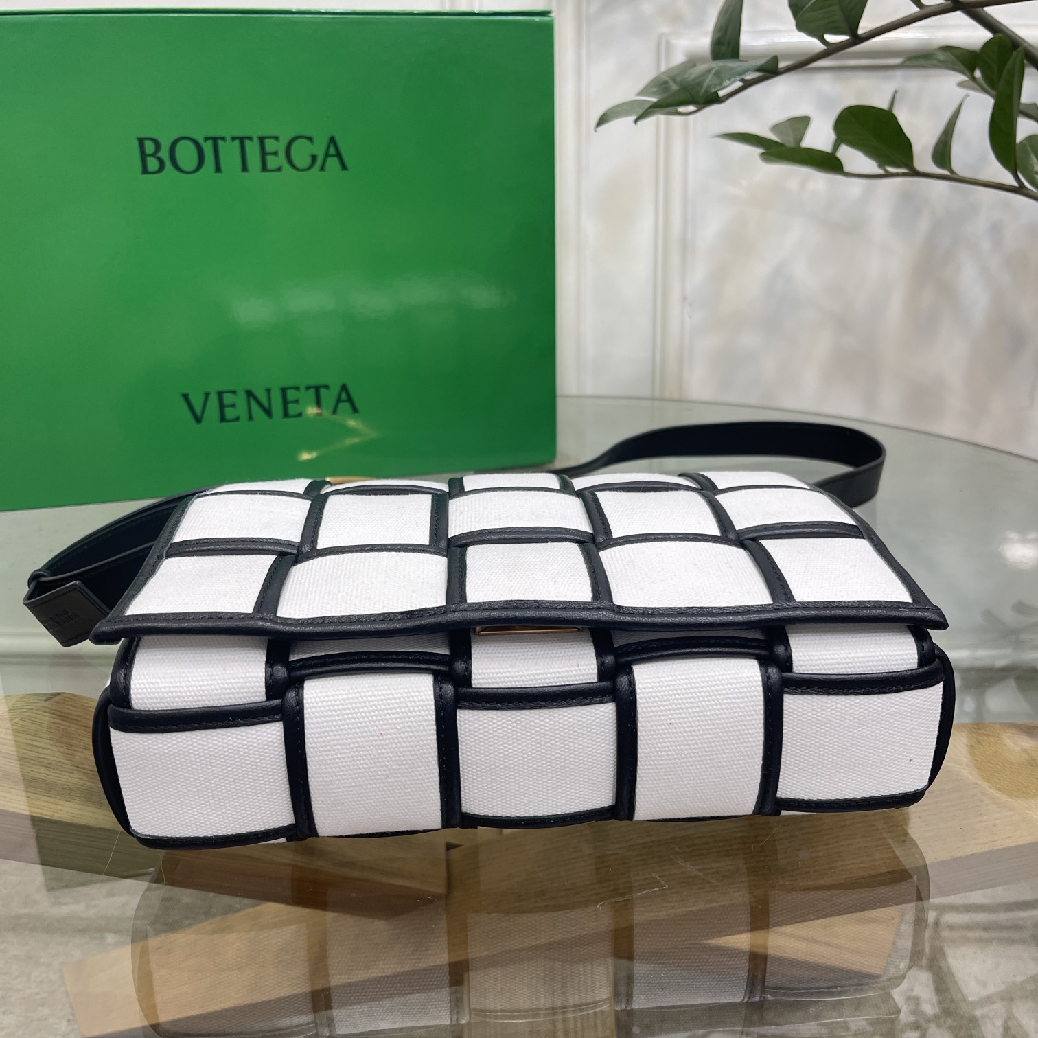 Bottega Veneta Large Padded Cassette Cross-body Bag Black+White