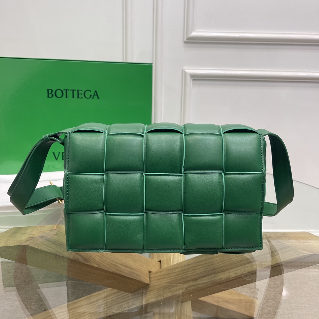 Bottega Veneta Large Padded Cassette Intreccio Leather Cross-body Bag Dark Green