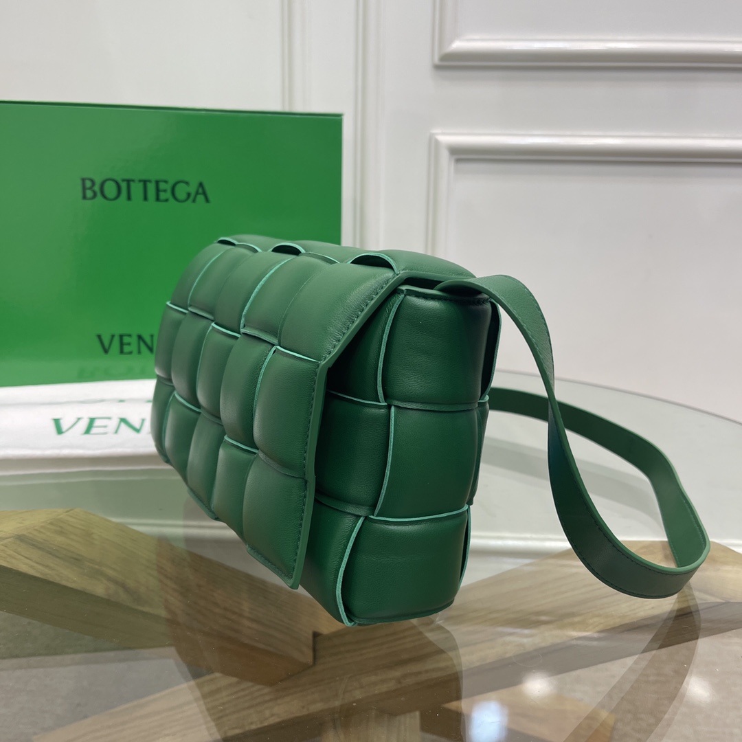 Bottega Veneta Large Padded Cassette Intreccio Leather Cross-body Bag Dark Green