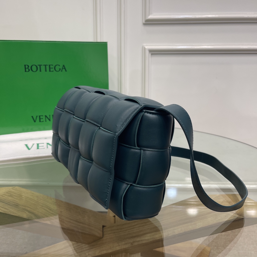 Bottega Veneta Large Padded Cassette Intreccio Leather Cross-body Bag Lake blue