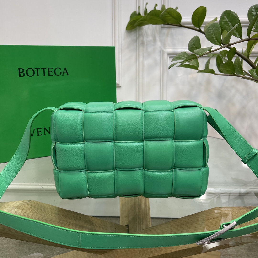 Bottega Veneta Large Padded Cassette Intreccio Leather Cross-body Bag Light Green