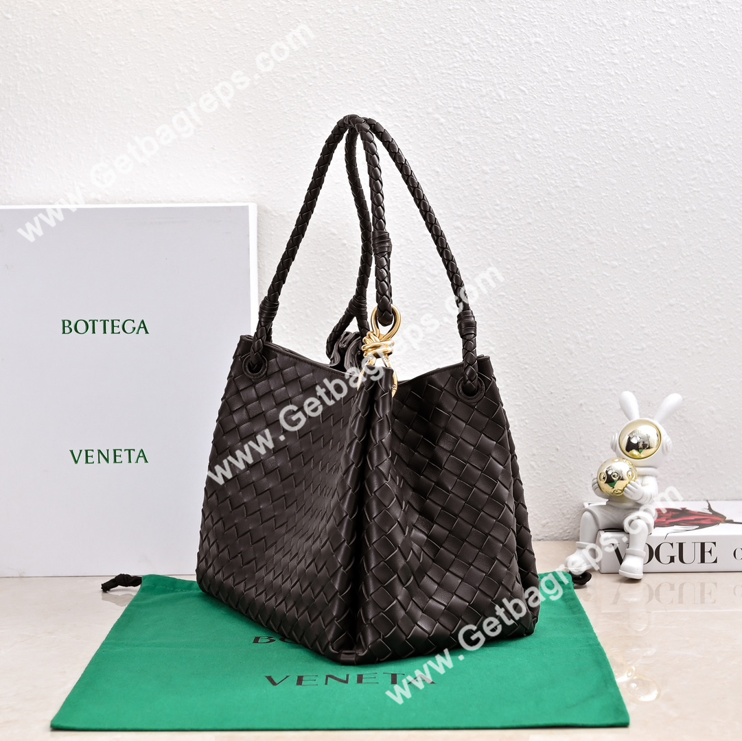 Bottega Veneta Large Parachute Shoulder bag in supple Intrecciato Leather Dark Coffee