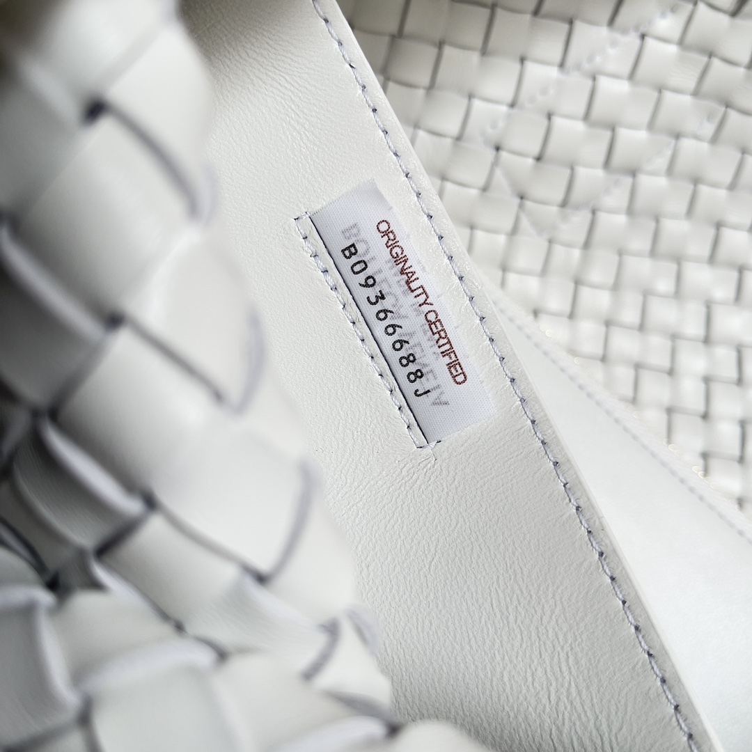 Bottega Veneta Medium Cabat Intreccio Leather Tote Bag White