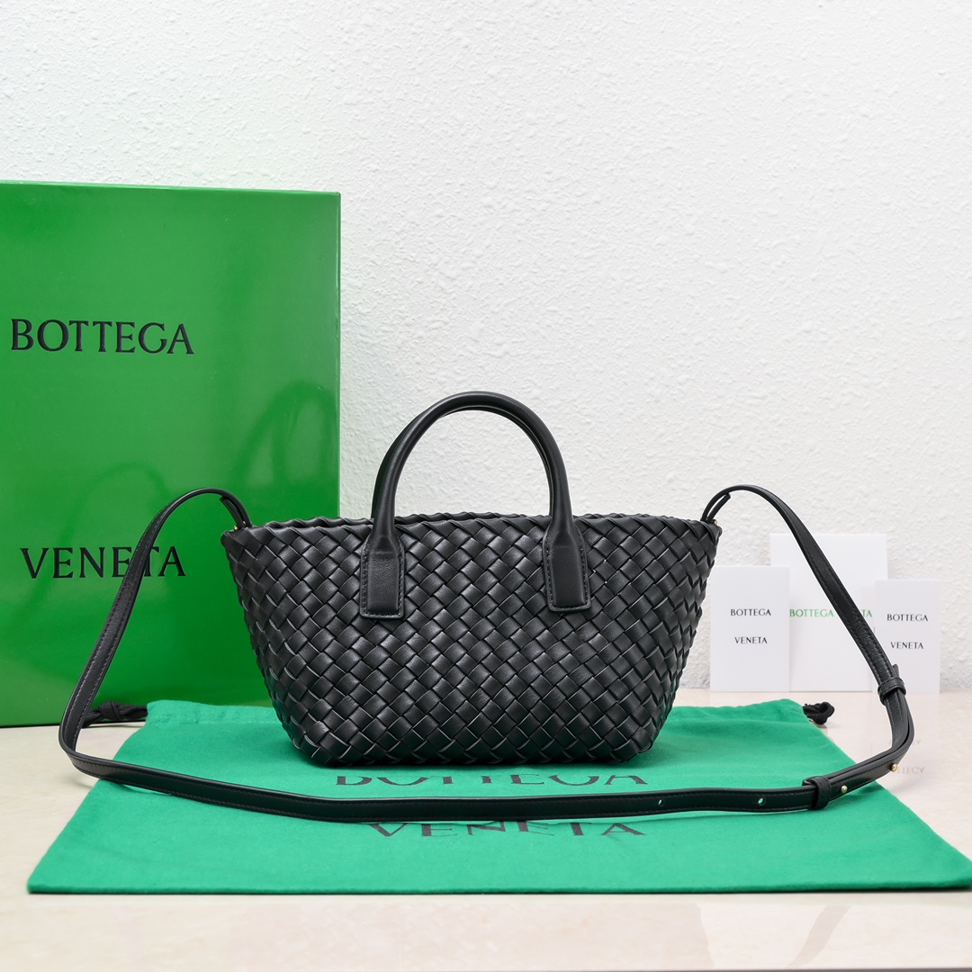 Bottega Veneta Mini Intreccio Leather Tote Bag with Detachable Strap Black