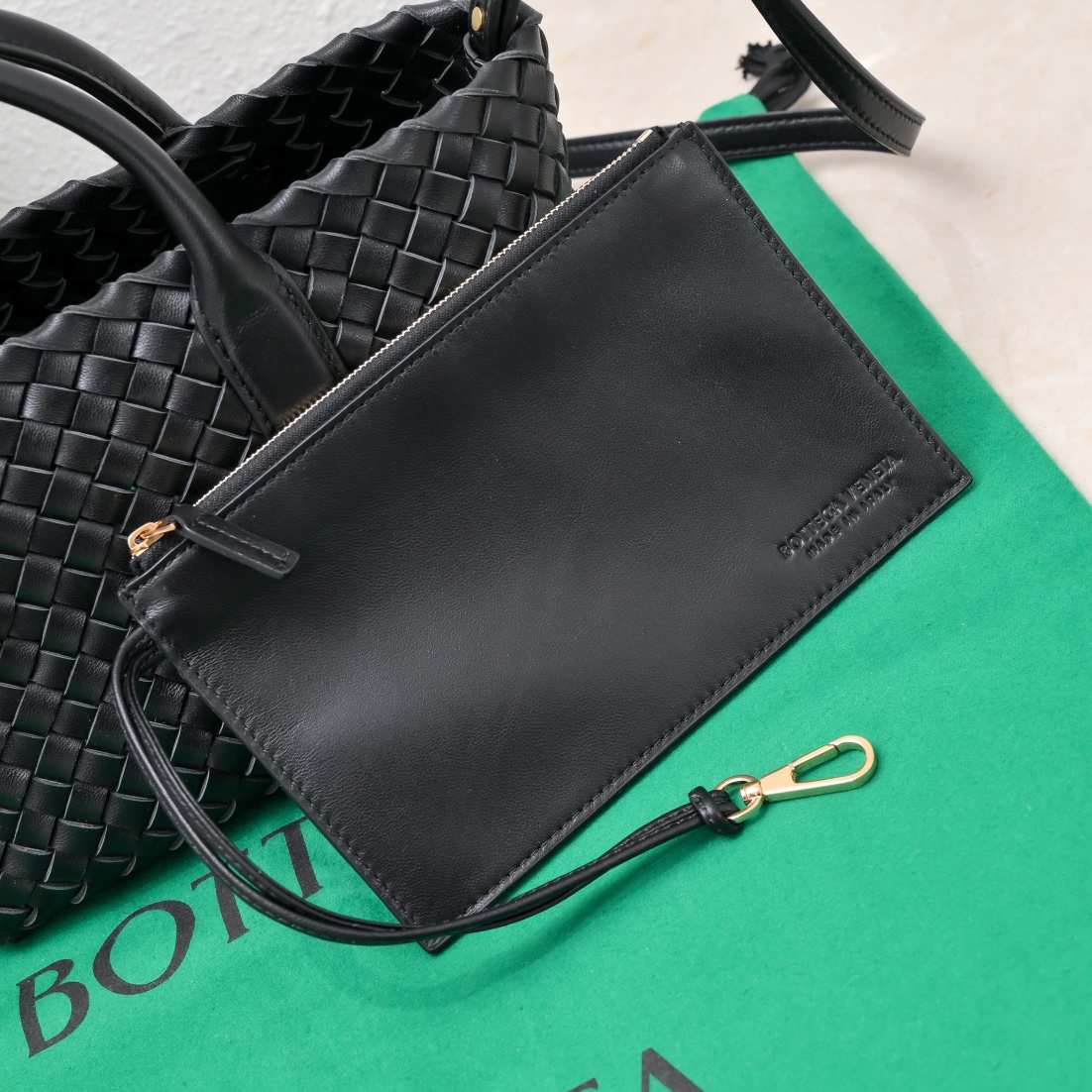 Bottega Veneta Mini Intreccio Leather Tote Bag with Detachable Strap Black