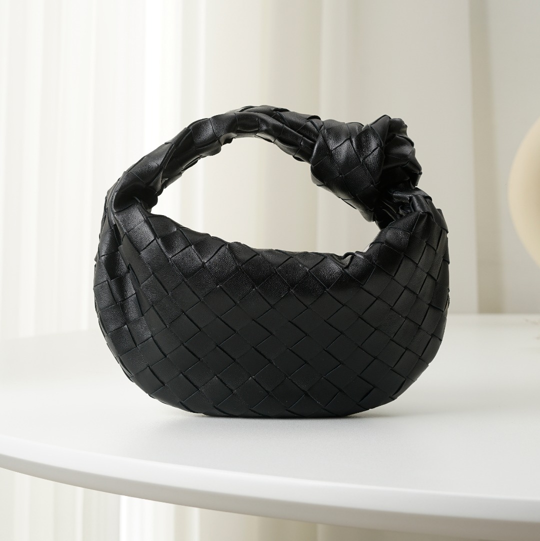 Bottega Veneta Mini Jodie Intrecciato Leather Top Handle Bag Black