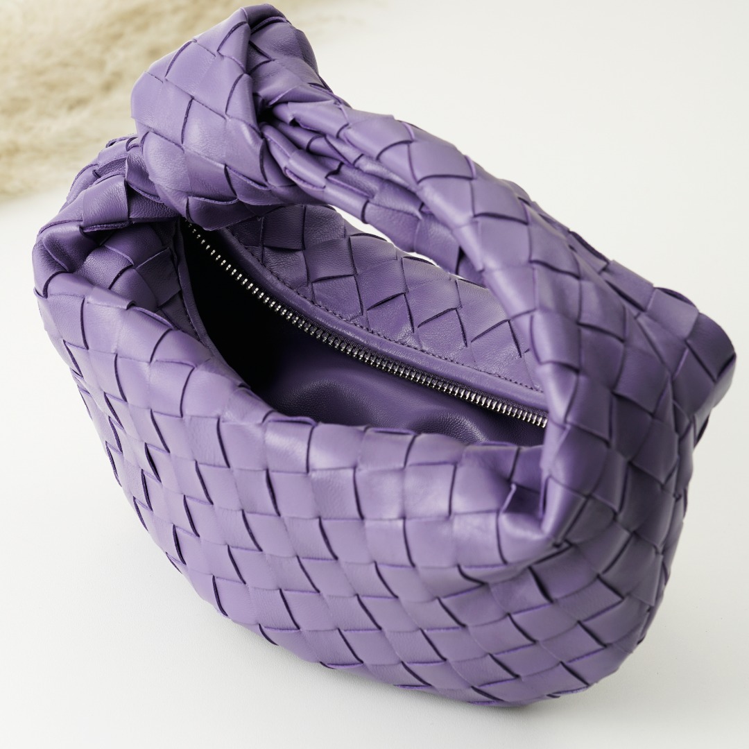 Bottega Veneta Mini Jodie Intrecciato Leather Top Handle Bag PurPle