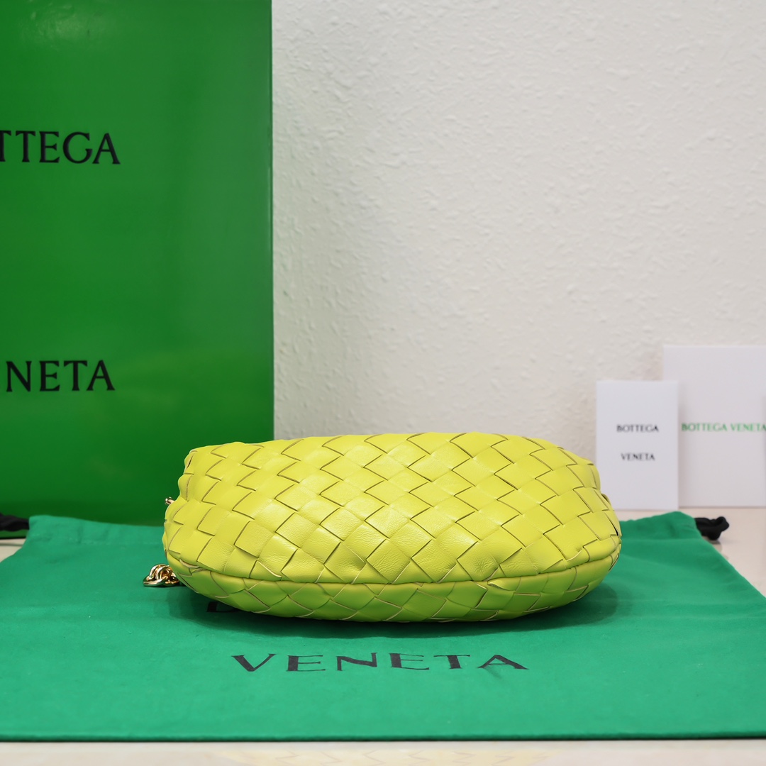 Bottega Veneta Mini Jodie Intrecciato Leather Top Handle Bag With Chain Strap Acid kiwi