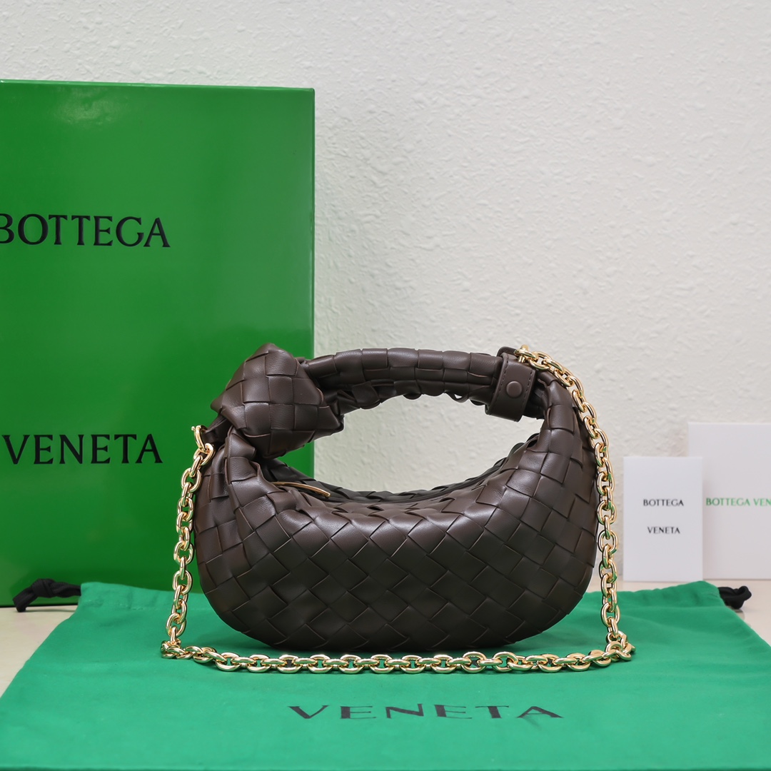 Bottega Veneta Mini Jodie Intrecciato Leather Top Handle Bag With Chain Strap Fondant