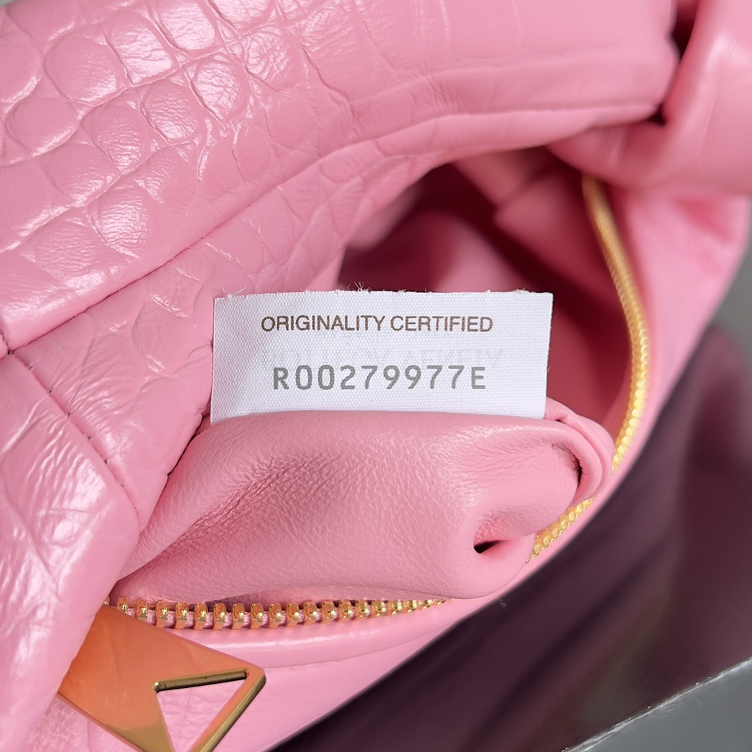 Bottega Veneta Mini Jodie Mini Alligator Leather top Handle Bag Pink