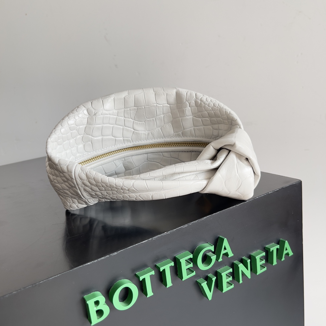 Bottega Veneta Mini Jodie Mini Alligator Leather top Handle Bag White