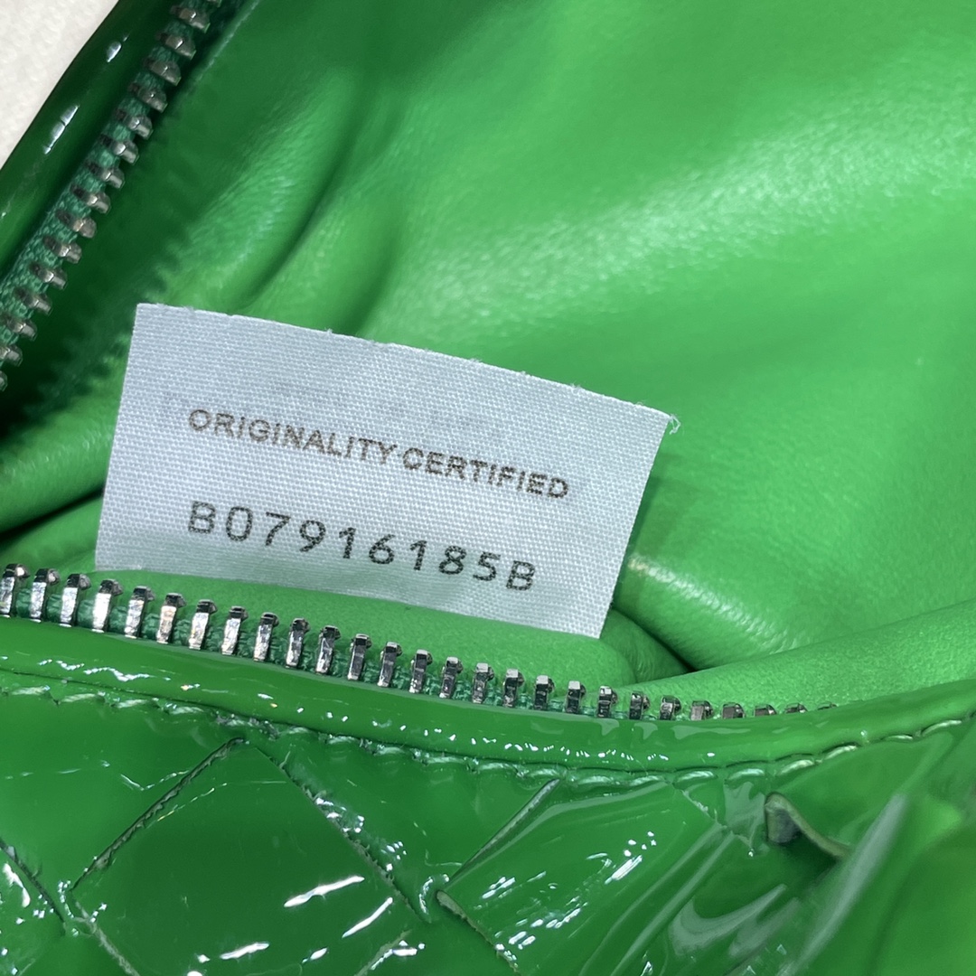 Bottega Veneta Mini Jodie Patent Leather Top Handle Bag Green