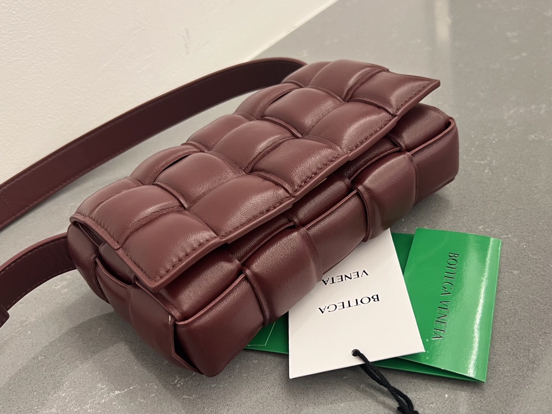 Bottega Veneta Padded Cassette Intreccio Leather Cross-body Bag Wine