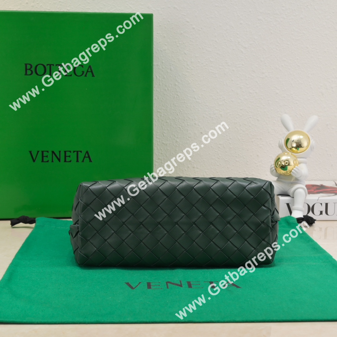 Bottega Veneta Small Andiamo With Chain Top Handle Bag in Supple Intrecciato Leather Dark Green