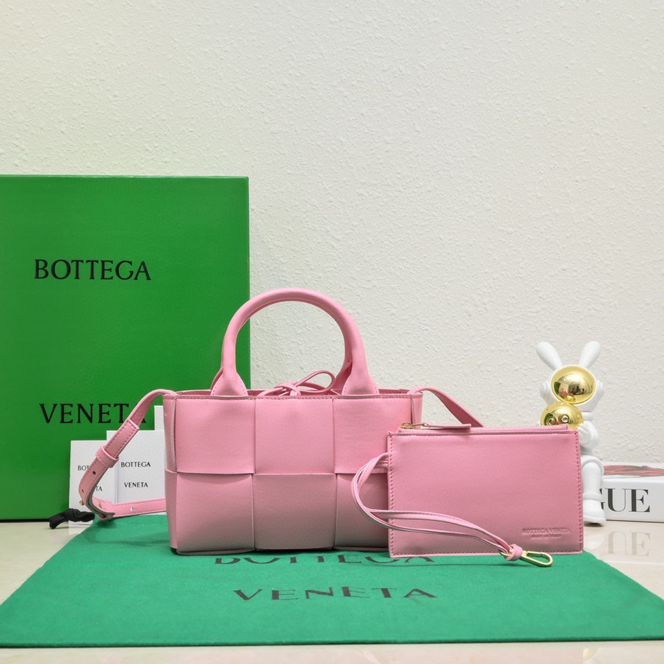 Bottega Veneta Small Arco Intreccio Leather Tote Bag Pink