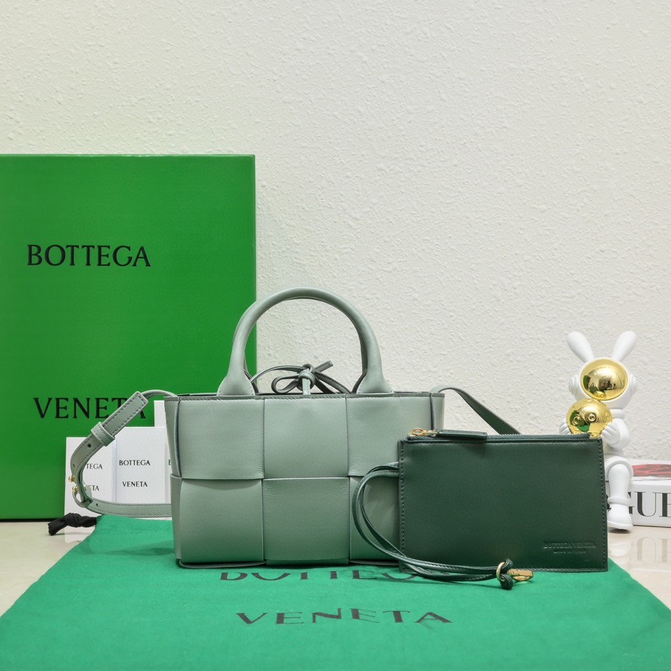 Bottega Veneta Small Arco Intreccio Leather Tote Bag Sage