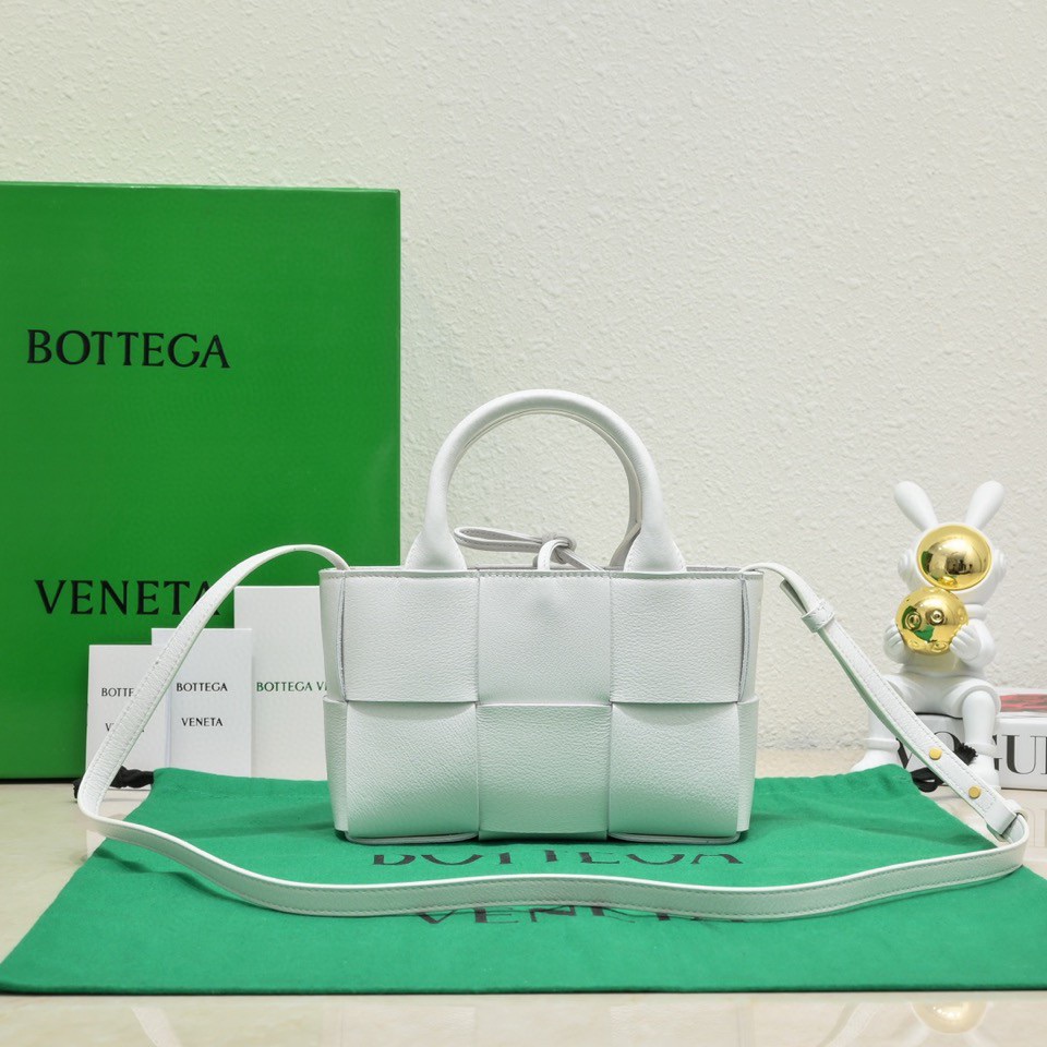 Bottega Veneta Small Arco Intreccio Leather Tote Bag White