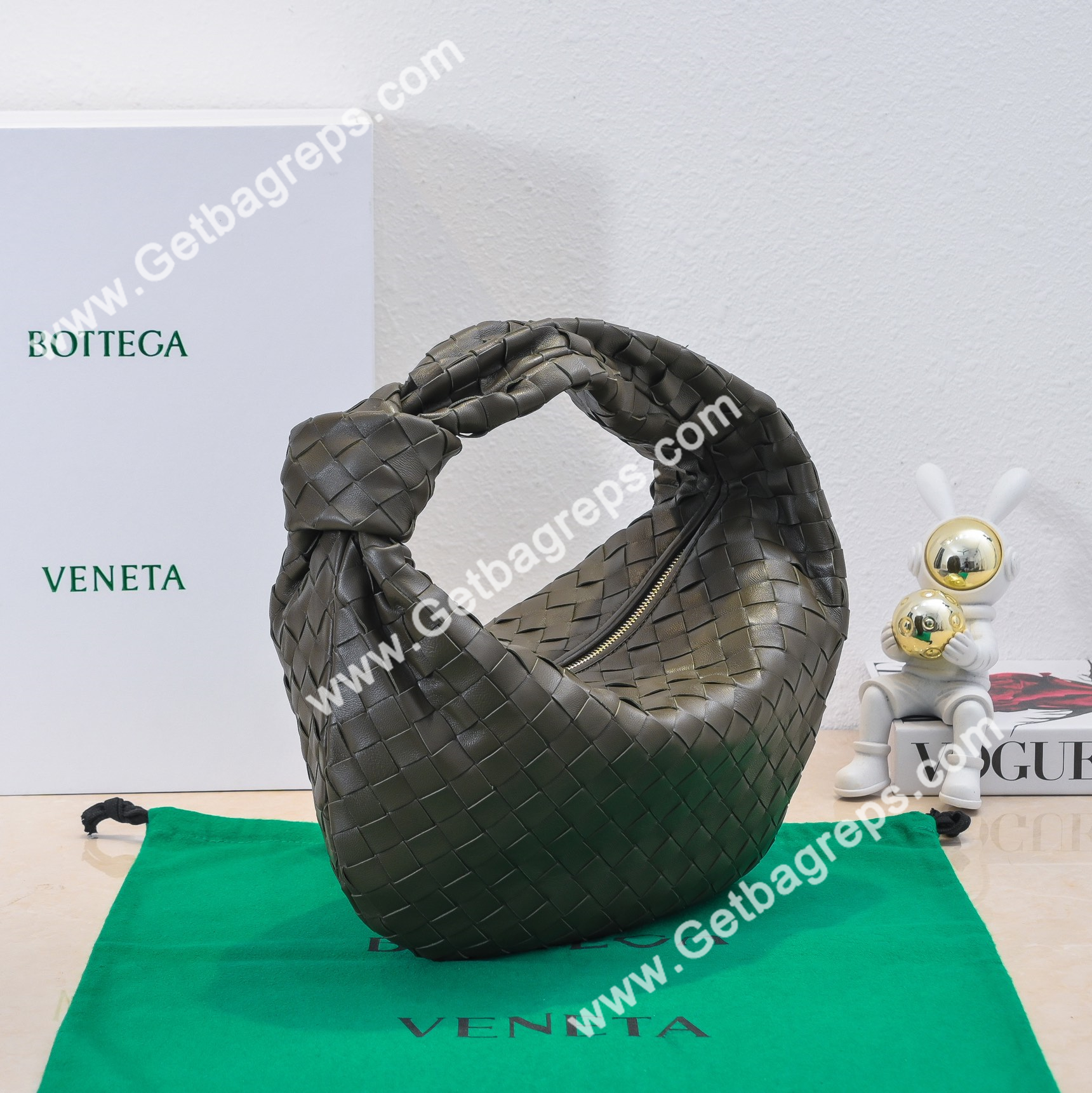 Bottega Veneta Small Jodie Shoulder Bag in Supple Intrecciato Leather 36cm Brown