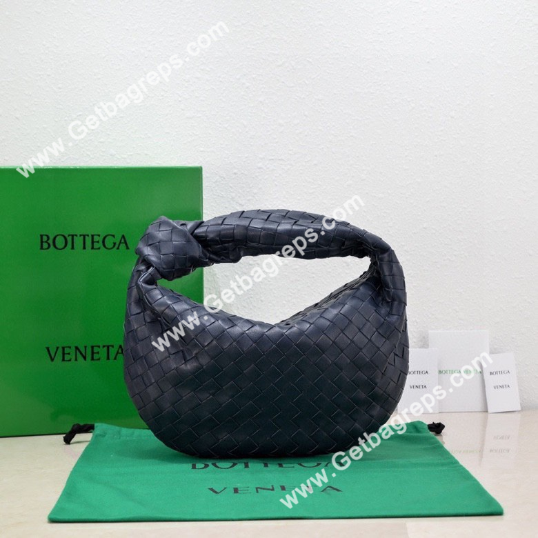 Bottega Veneta Small Jodie Shoulder Bag in Supple Intrecciato Leather 36cm Dark Blue
