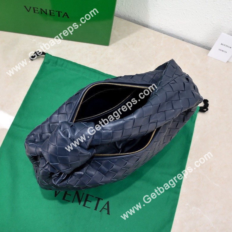 Bottega Veneta Small Jodie Shoulder Bag in Supple Intrecciato Leather 36cm Dark Blue