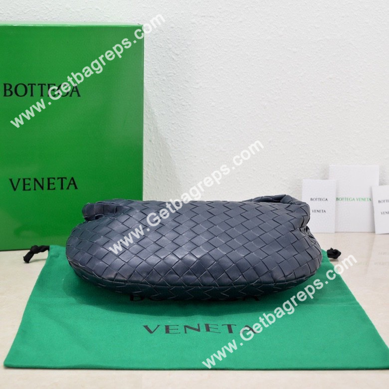 Bottega Veneta Small Jodie Shoulder Bag in Supple Intrecciato Leather 36cm Dark Blue