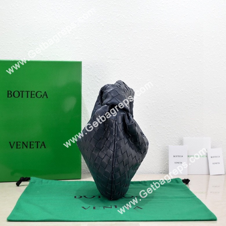 Bottega Veneta Small Jodie Shoulder Bag in Supple Intrecciato Leather 36cm Dark Blue