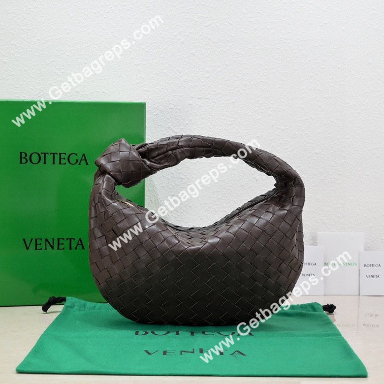 Bottega Veneta Small Jodie Shoulder Bag in Supple Intrecciato Leather 36cm Dark Coffee