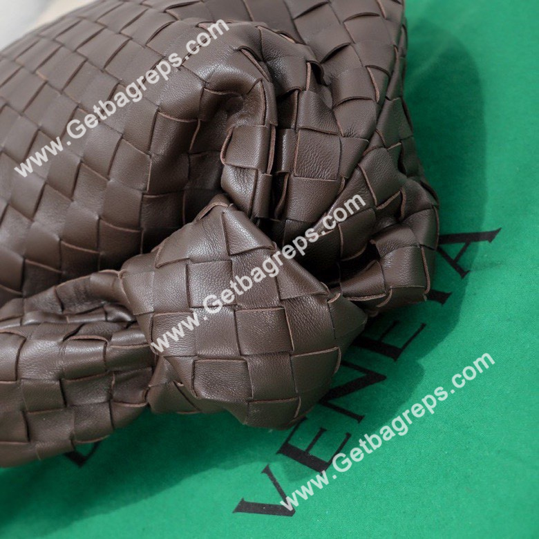 Bottega Veneta Small Jodie Shoulder Bag in Supple Intrecciato Leather 36cm Dark Coffee
