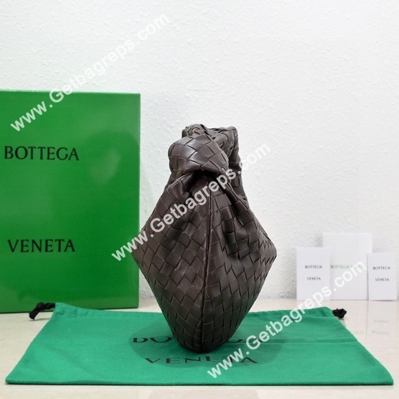 Bottega Veneta Small Jodie Shoulder Bag in Supple Intrecciato Leather 36cm Dark Coffee