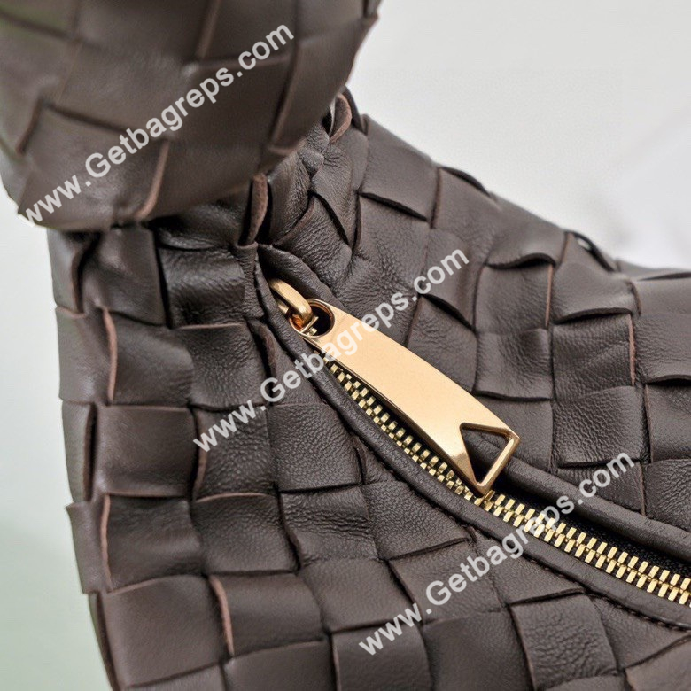 Bottega Veneta Small Jodie Shoulder Bag in Supple Intrecciato Leather 36cm Dark Coffee