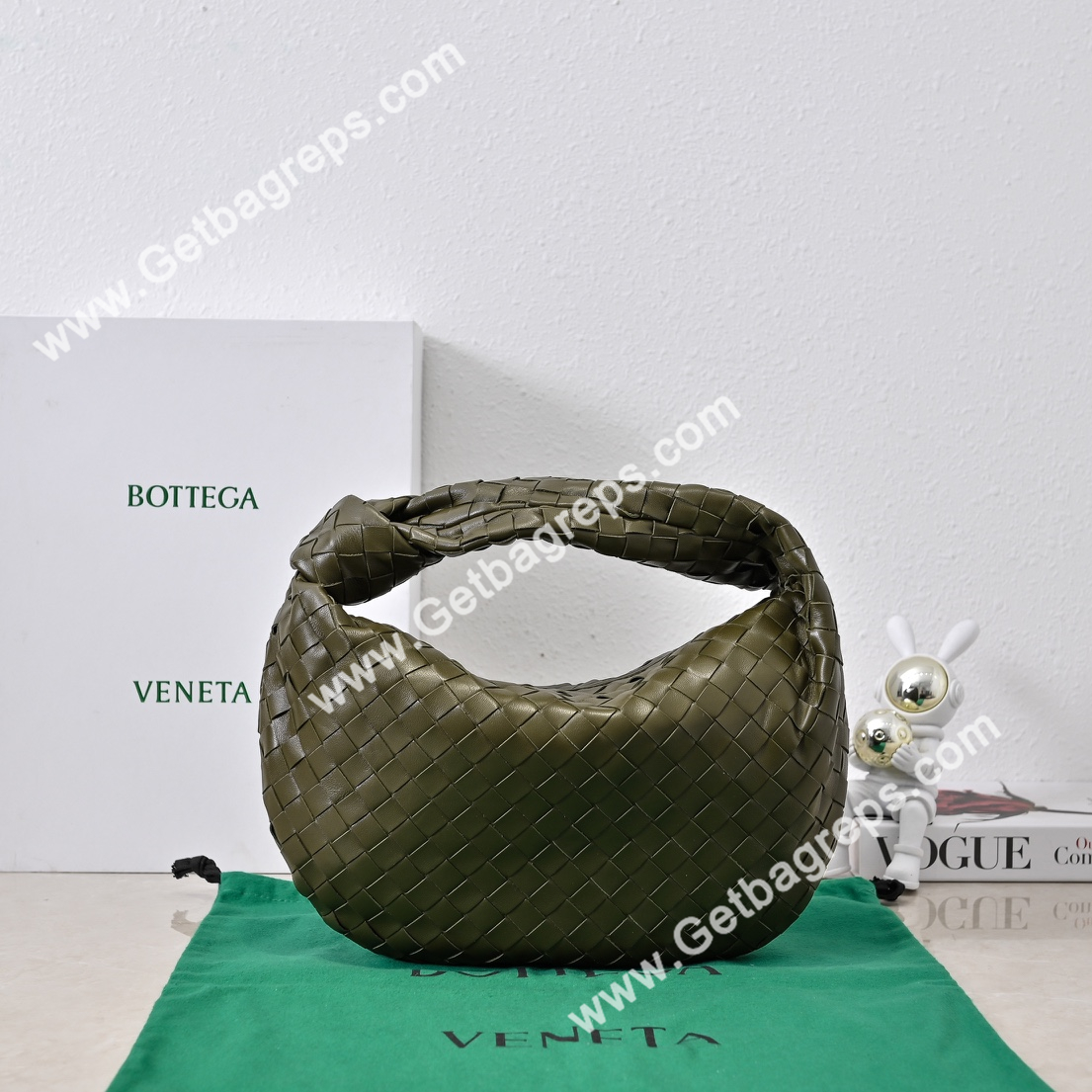 Bottega Veneta Small Jodie Shoulder Bag in Supple Intrecciato Leather 36cm Dark Green