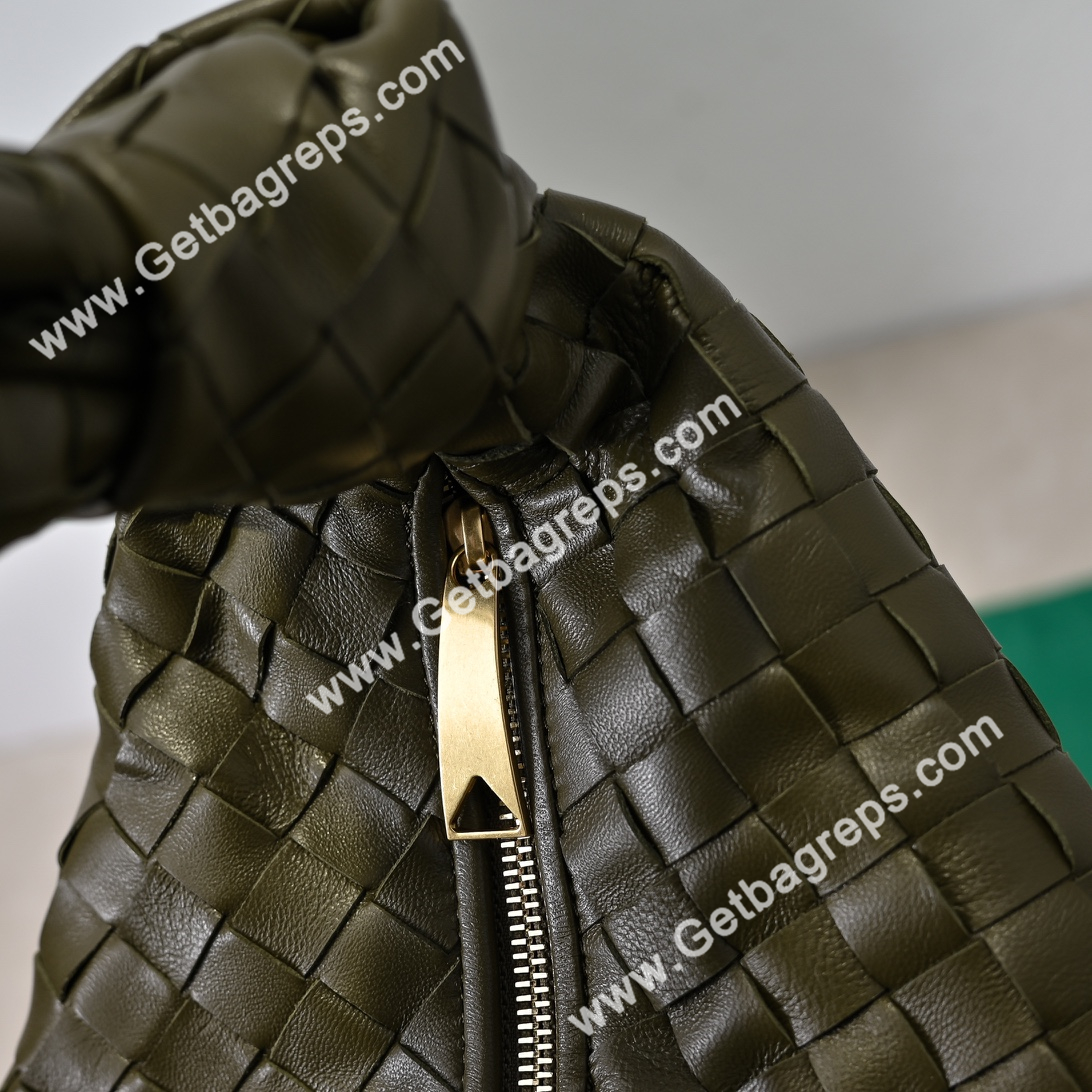 Bottega Veneta Small Jodie Shoulder Bag in Supple Intrecciato Leather 36cm Dark Green