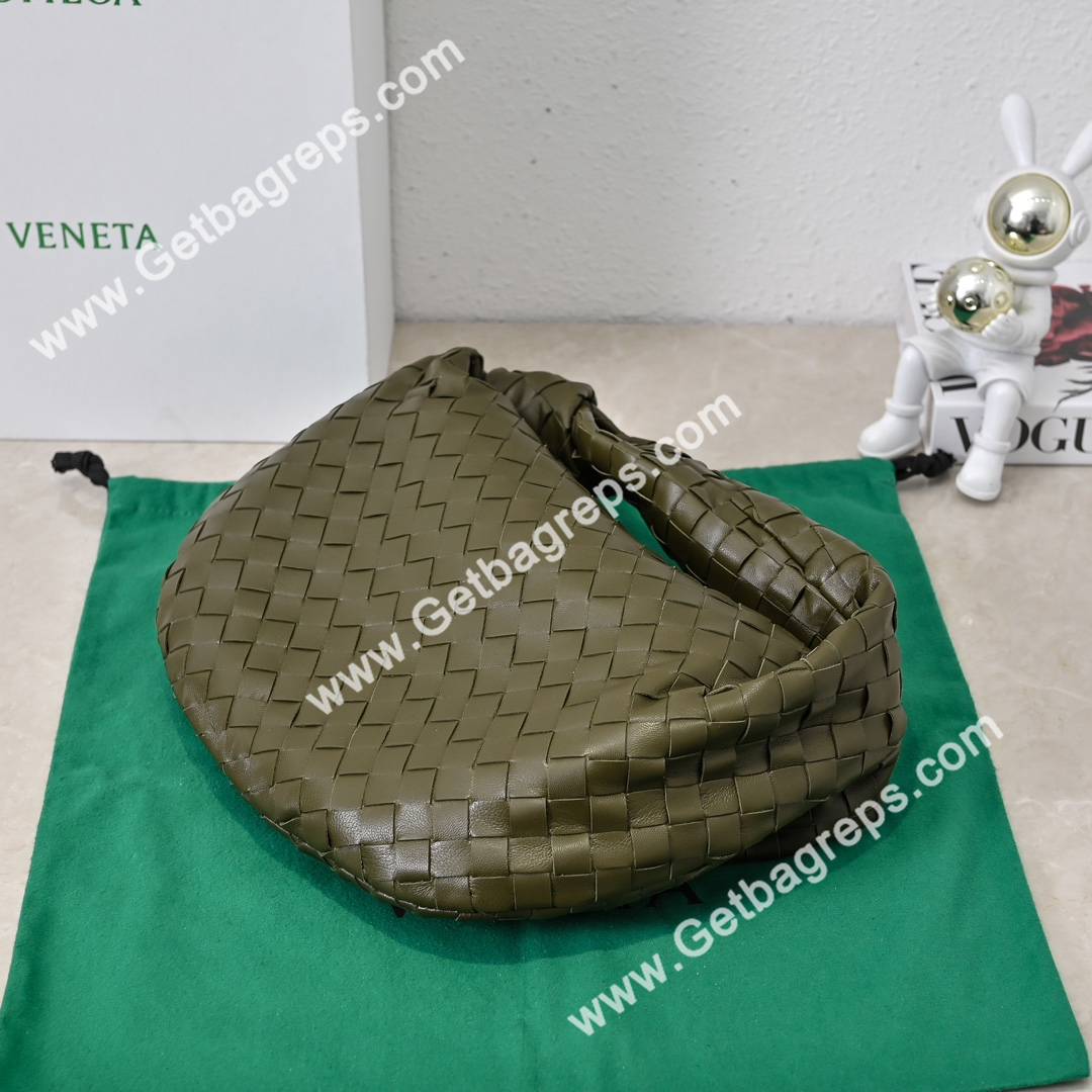 Bottega Veneta Small Jodie Shoulder Bag in Supple Intrecciato Leather 36cm Dark Green