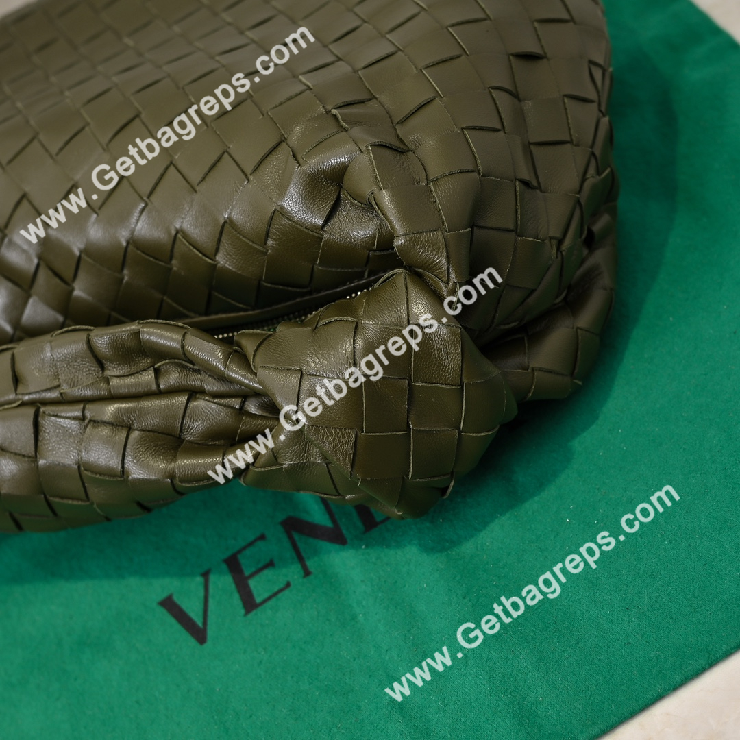 Bottega Veneta Small Jodie Shoulder Bag in Supple Intrecciato Leather 36cm Dark Green