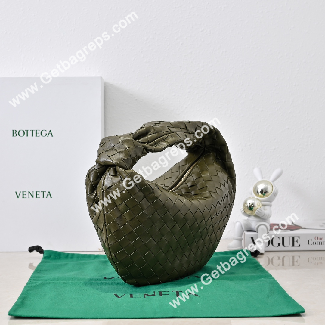 Bottega Veneta Small Jodie Shoulder Bag in Supple Intrecciato Leather 36cm Dark Green