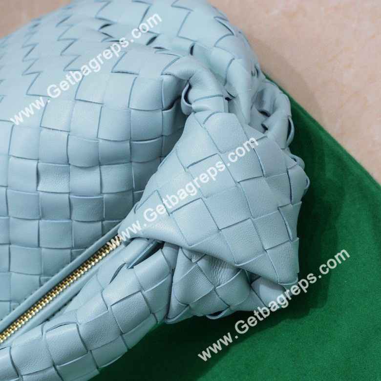 Bottega Veneta Small Jodie Shoulder Bag in Supple Intrecciato Leather 36cm Light Blue