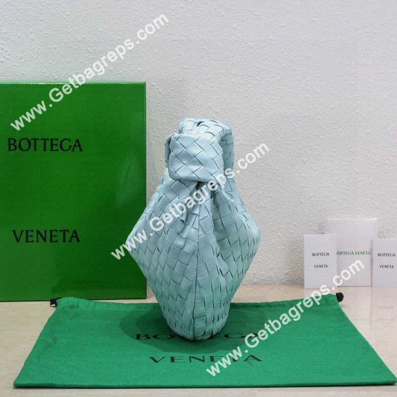 Bottega Veneta Small Jodie Shoulder Bag in Supple Intrecciato Leather 36cm Light Blue