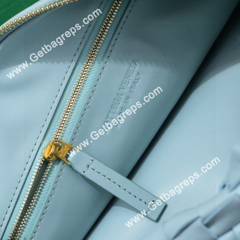 Bottega Veneta Small Jodie Shoulder Bag in Supple Intrecciato Leather 36cm Light Blue