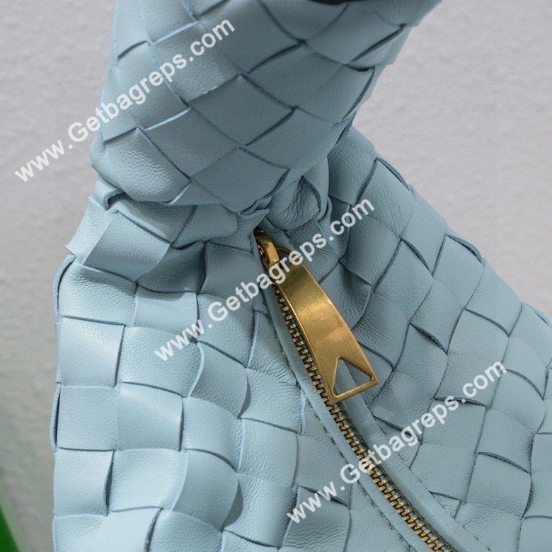 Bottega Veneta Small Jodie Shoulder Bag in Supple Intrecciato Leather 36cm Light Blue