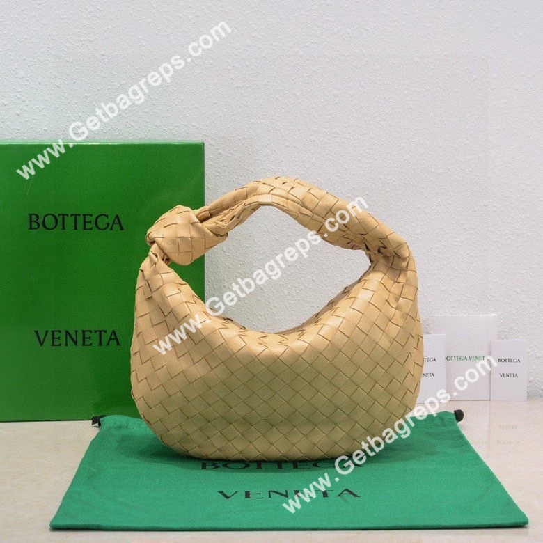 Bottega Veneta Small Jodie Shoulder Bag in Supple Intrecciato Leather 36cm Light Yellow