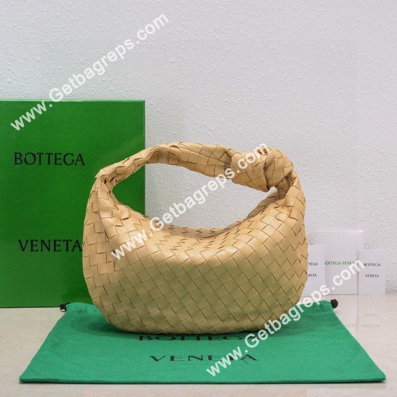 Bottega Veneta Small Jodie Shoulder Bag in Supple Intrecciato Leather 36cm Light Yellow