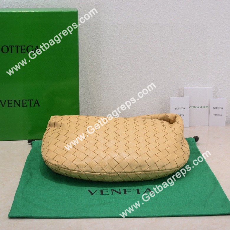 Bottega Veneta Small Jodie Shoulder Bag in Supple Intrecciato Leather 36cm Light Yellow