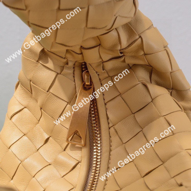 Bottega Veneta Small Jodie Shoulder Bag in Supple Intrecciato Leather 36cm Light Yellow