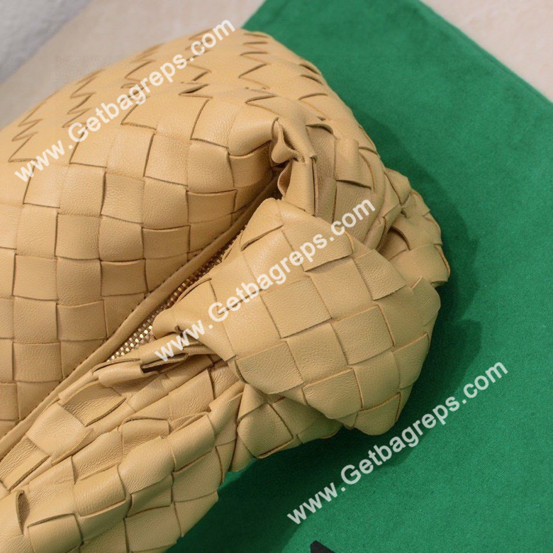 Bottega Veneta Small Jodie Shoulder Bag in Supple Intrecciato Leather 36cm Light Yellow