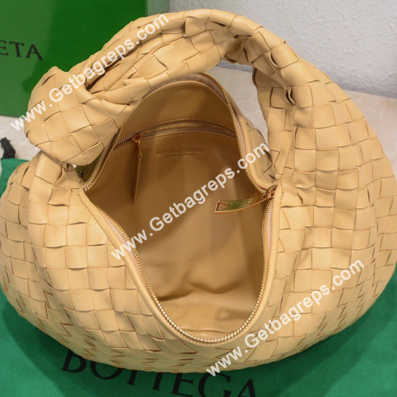Bottega Veneta Small Jodie Shoulder Bag in Supple Intrecciato Leather 36cm Light Yellow
